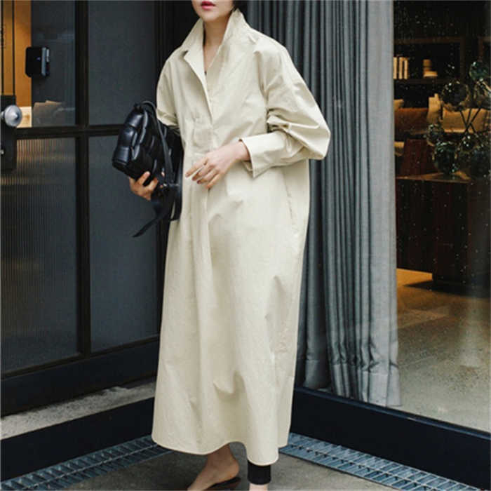 シャツワンピース ワンピース レディース ロング シャツ ワンピ ウエストマーク プルオーバ 新作 春 秋 ベーシック 長袖 ゆったり 無地 Aライン おしゃれ シンプル カジュアル 着痩せ 体型カバー エレガント 通勤 OL オフィス 20代 30代 40代 50代 切り替え 送料無料