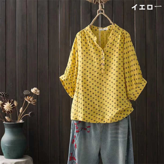 楽天市場】レトロ 柄シャツ（カラーイエロー）（シャツ・ブラウス 