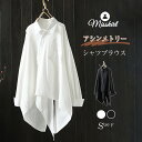アシンメトリー シャツ 長袖 シャツブラウス レディース 春 秋 トップス プルオーバー カジュアル ナチュラル 前開き 綿 大きいサイズ 体型カバー 通勤 オ...