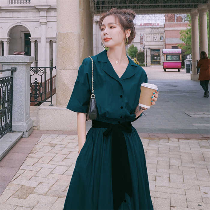 シャツワンピース ロング ワンピース レディース ロングワンピース ロング シャツワンピース ゆるっとワンピース Vネック ロング 半袖 体型カバー 無地 ベルト ハイウエスト ゆったり シンプル ロングワンピ ガーリー 着痩せ OL 30代 40代 50代 可愛い おしゃれ 送料無料