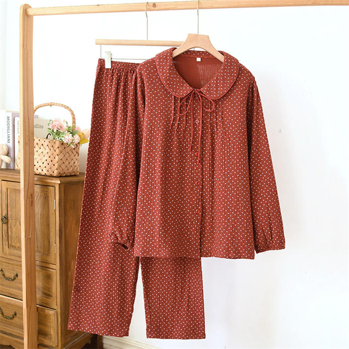 ダブルガーゼ パジャマ レディース 長袖 綿 100 ルームウェア レディース 上下セット 綿100％ かわいい 丸襟 花柄 総柄 ピンタック ガーゼコットン 柔らかい 前開き ロングパンツ 部屋着 ホームウェア 2点セット 寝間着 寝巻き 春 秋 冬 ガーゼパジャマ 可愛い 送料無料