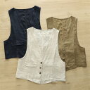 リネン100% ベスト レディース 夏 ジレ ベスト 麻 リネン 涼しい おしゃれ リネンベスト ジレベスト 前開き トップス ゆったり 大きいサイズ サマーベスト ノースリーブ 羽織り カジュアル ナチュラル 体型カバー 重ね着 通勤 オフィス OL 30代 40代 50代 送料無料
