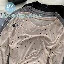 ロンT レイヤード シアー トップス tシャツ 長袖 重ね着 シアートップス 透け感 冷感 涼しい UVカット クルーネック インナー インナートップス 長袖t...