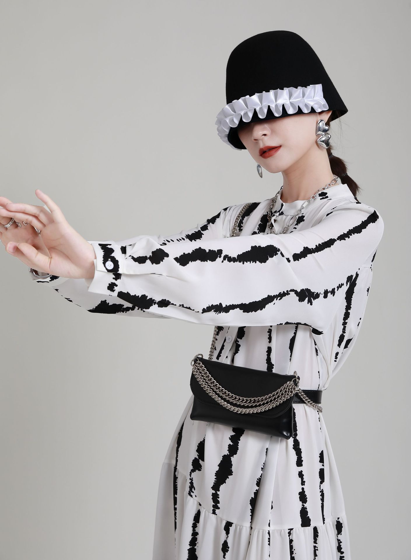 ワンピース ワンピ ロングワンピース ワンピース レディースファッション ロング丈 縞柄 ミモレ丈 スタンドカラー Aライン 春 夏 長袖ワンピース 体型カバー OL 卒業式 入学式 オシャレ 上品 通勤 カジュアル 20代 30代 40代 50代 送料無料