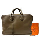 【中古】エルメス プリュム45 ヴォーエプソン ボストンバッグ シルバー金具 カーキブラウン □I刻印 HERMES 《送料無料》