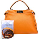 【中古】フェンディ ピーカブー レギュラー セレリア オレンジ シルバー金具 2way ハンドバッグ 8BN290 FENDI 《送料無料》