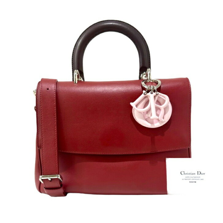 【中古】ディオール　ビーディオール　2way　ハンドバッグ　赤×ピンク×茶　レザー　Christian Dior《送料無料》