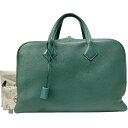 【中古】エルメス ヴィクトリア2 12H シルバー金具緑 ダークグリーン トリヨンクレマンス ビジネスバッグ □R刻印 HERMES 《送料無料》