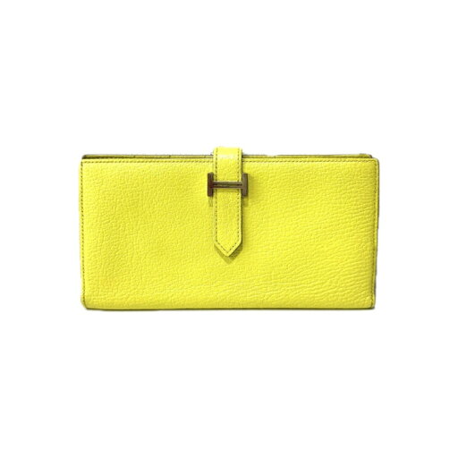 【中古】エルメス ベアンスフレ 長財布 ライム シルバー金具 シェーブル □Q刻印 HERMES 《送料無料》 【中古】エルメス ベアンスフレ 長財布 ライム シルバー金具 シェーブル □Q刻印 HERMES 《送料無料》