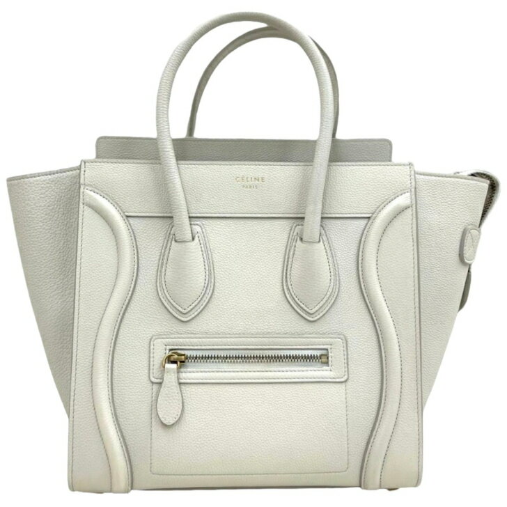 セリーヌ　ラゲージ　マイクロ　ライトグレー　ゴールド金具　レザー　ハンドバッグ　2018年　CELINE　《送料無料》
