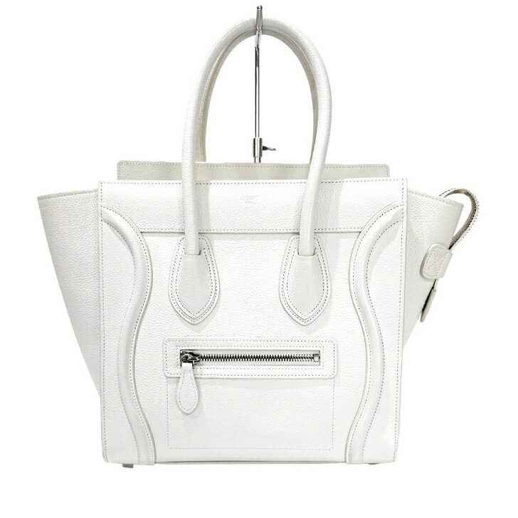 【中古】セリーヌ　ラゲージ　マイクロ　白　シルバー金具　レザー　トートバッグ　2018年　CELINE　《送料無料》のサムネイル