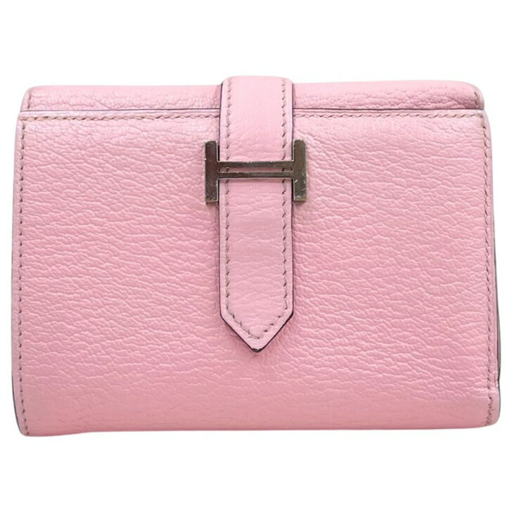 レア[HERMES]グレナン コンパクト 折りたたみ財布 ローズサクラ エルメス 二つ折り財布 財布 レディース ベアン コンパクト U