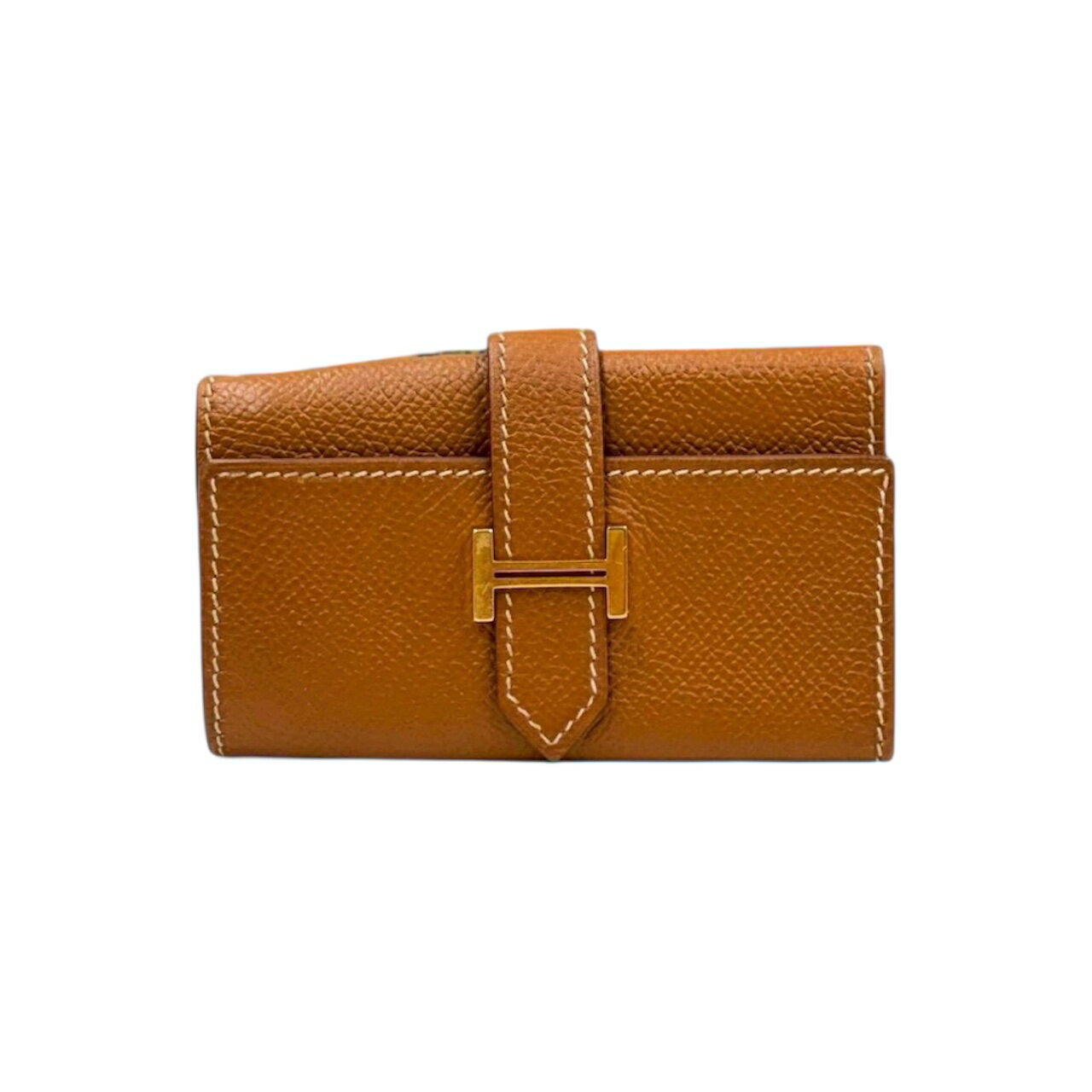 【中古】エルメス　ベアン　キーケース　4連　ヴォーエプソン　ゴールド　ゴールド金具　D刻印/2019年　HERMES　《送料無料》