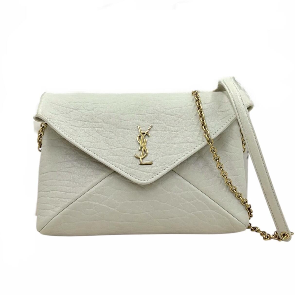 【中古】サンローランパリ　カサンドラ　ミニ　ショルダーバッグ　ゴールド金具　ライトグレー　819271　YVESSAINT LAURENT　《送料無料》