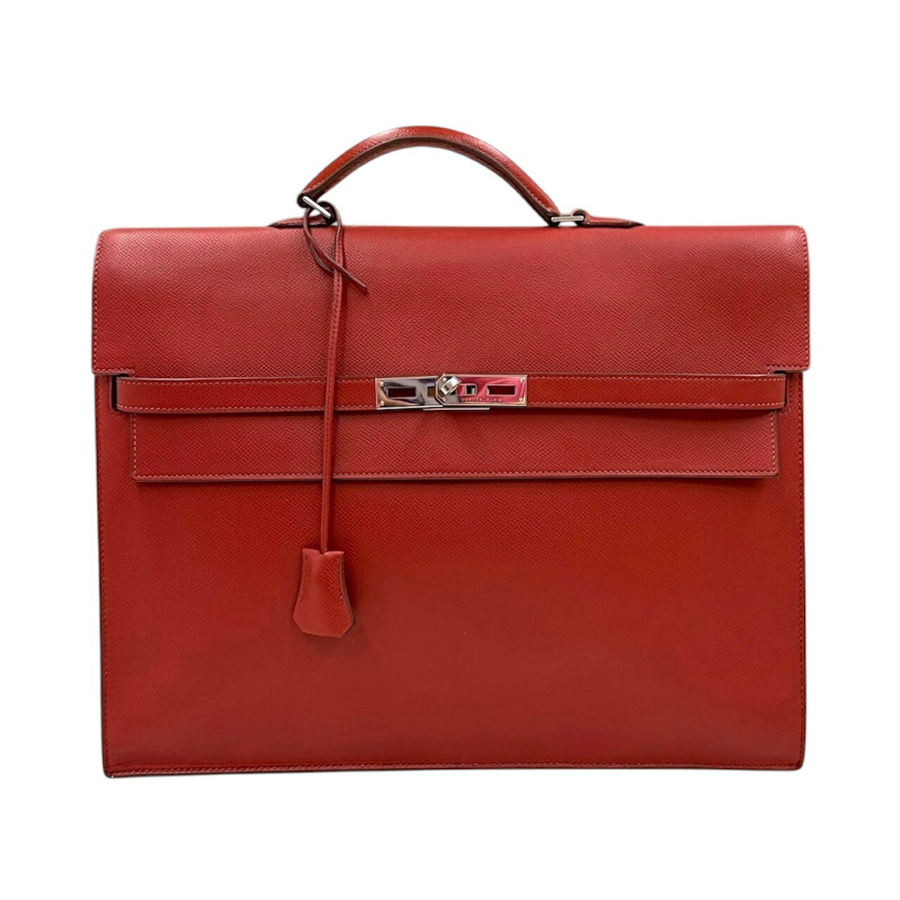 HERMES - 【中古】エルメス　ケリーデペッシュ38　ヴォーエプソン　ルージュヴィフ　赤　シルバー金具　ビジネスバッグ　□K刻印/2007年　HERMES　《送料無料》