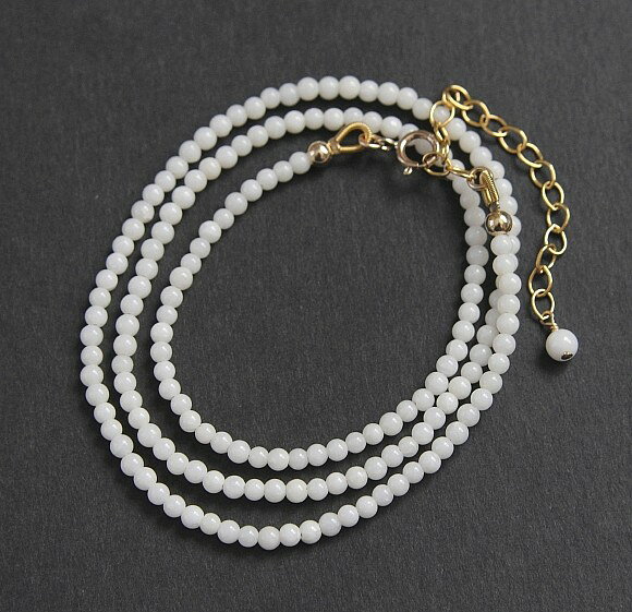 【再入荷】ホワイトコーラル ネックレス（極細）14KGF 天然石 アクセサリー ゴール...