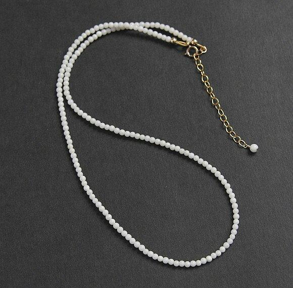 【再入荷】ホワイトコーラル ネックレス（極細）14KGF 天然石 アクセサリー ゴール...