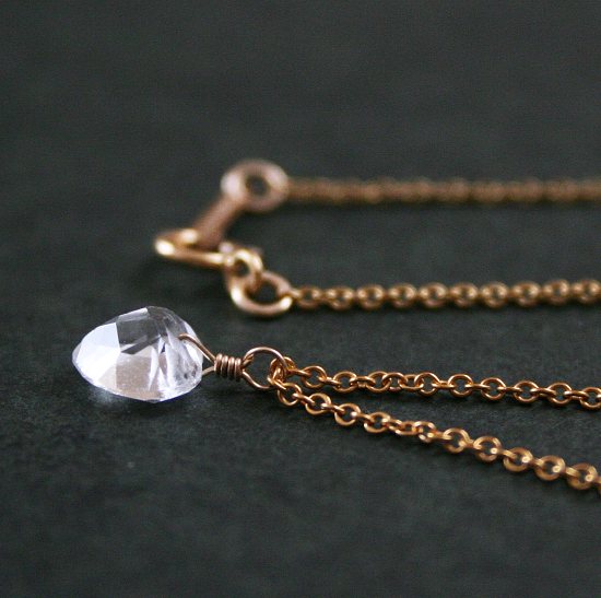 【SALE】クリスタル（水晶）一粒 ネックレス（ハートカット）14KGF 天然石 アクセ...
