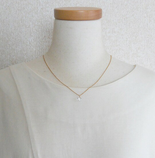 【SALE】クリスタル（水晶）一粒 ネックレス（ハートカット）14KGF 天然石 アクセ...
