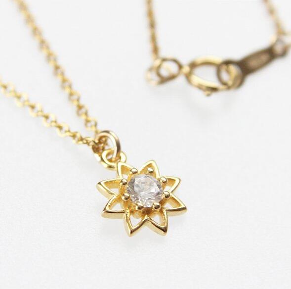 樂天商城 - キュービック フラワー プチ ネックレス（B）14KGF ゴールドフィルド ジュエリー アクセサリー SV925 キュービック ジルコニア