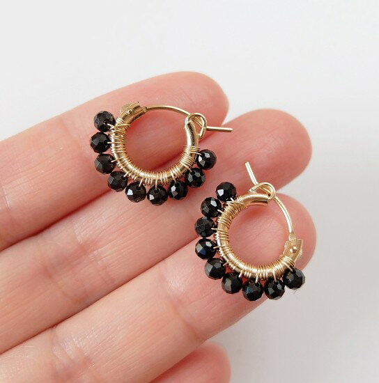 【再入荷】ブラック スピネル フープピアス (...の紹介画像3