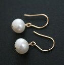 【SALE】ホワイトパール 一粒 ピアス 14KGF 天然石 アクセサリー ゴールドフィルド ジュエリー ハンドメイド 淡水パール セール お買い得 6月誕生石