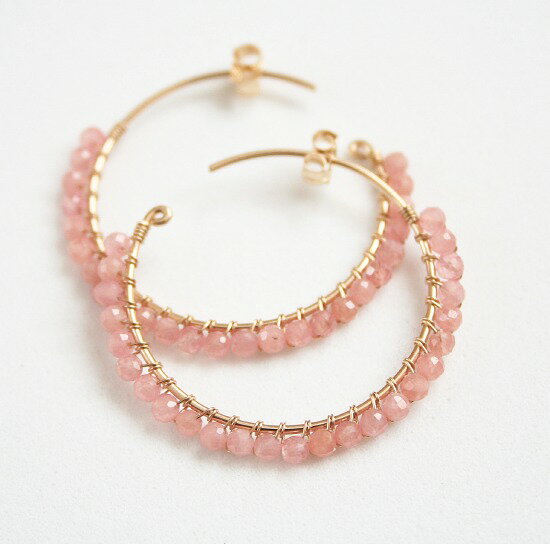 【再入荷】インカローズ フープピアス（L）14KGF 天然石 アクセサリー ゴールドフィルド ジュエリーのサムネイル