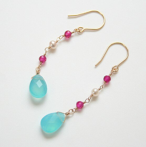 楽天市場】シーブルーカルセドニー（ピアス｜レディースジュエリー