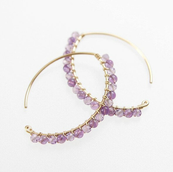 アメジストマーキスフックピアス14...