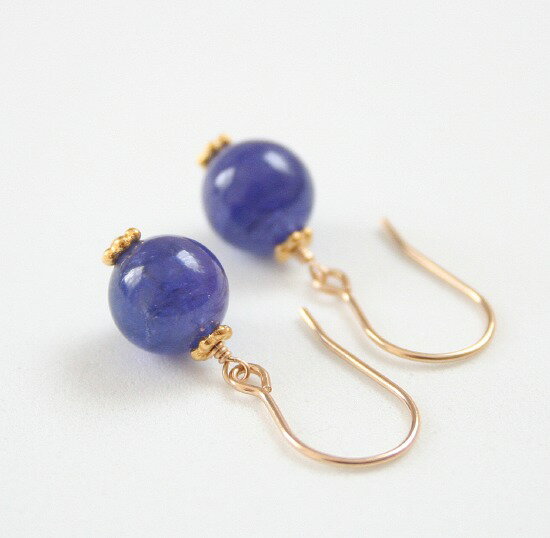 樂天商城 - 【再入荷】タンザナイト 一粒 ピアス（8ミリ玉）14KGF 天然石 クセサリー ゴールドフィルド ジュエリー パワーストーン 12月 誕生石 高品質 お守り ハンドメイド