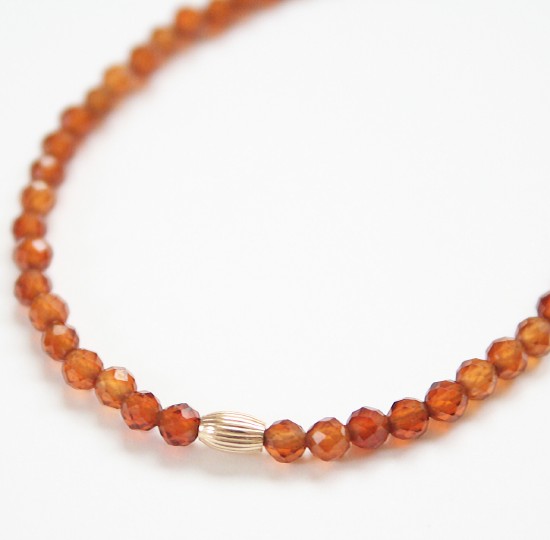 【再入荷】ヘソナイト ガーネット シンプルブレスレット（ラウンドカット）14KGF 天然石 アクセサリー ゴールドフィルドジュエリー 極細ブレス ハンドメイド