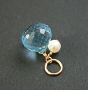 【SALE】ブルートパーズ 淡水パール チャーム(大粒 オニオンカット)ペンダントトップ 14KGF 天然石 アクセサリー ネックレス ゴールドフィルド ジュエリー 高品質 ハンドメイド11月誕生石 セール お買い得