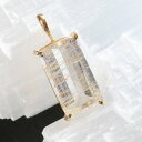 【SALE】1点もの K18 ライモナイトイントパーズ ペンダントトップ(レクタングル A)ネックレス チャーム 天然石ジュエリー 18金 ゴールド 大粒 チューブイントパーズ リモナイト 18K ルチルトパーズ セール お買い得