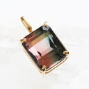 【楽天スーパーSALE】1点もの K18 バイカラートルマリン ペンダントトップ(エメラルドカット)4.13ct ネックレス チャーム 天然石ジュエリー アクセサリー 18金 ゴールド 18K パーティカラー ピンク グリーン 10月誕生石 鑑別書付