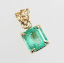 【楽天スーパーセール】1点もの K18 エメラルド ペンダントトップ(レクタングル 爪留め)2.6ct 大粒 手作り 天然石ジュエリー アクセサリー ネックレス 18K ゴールド 5月誕生石 パワーストーン スクエア 四角 エメラルドカット 一生もの 鑑別書付