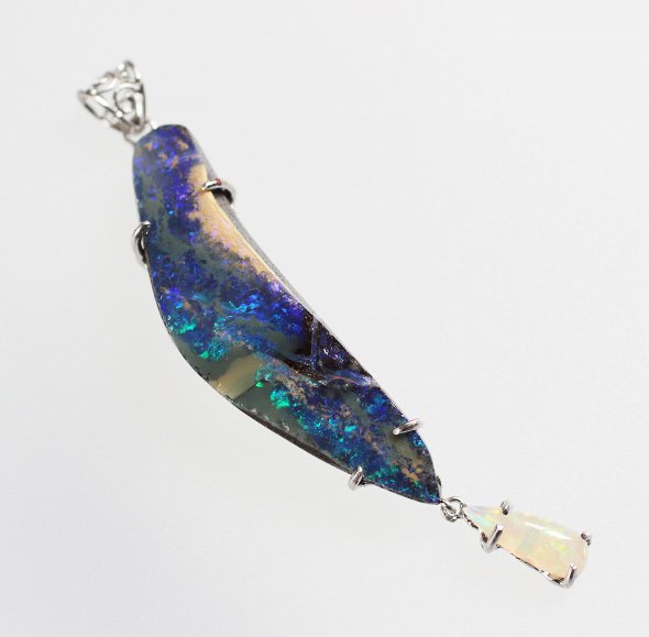 【Fashion THE SALE】ボルダーオパール ペンダントトップ SV（デザイン）プレシャスオパール ネックレス 天然石 ジュエリー アクセサリー シルバー ハンドメイド ハンドクラフト 手作り オーストラリア産 作家もの