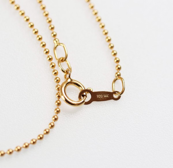 ゴールドフィルド製 ボールチェーン（1.2ミリ幅）14KGF 地金チェーン 1.2mm 40センチ 45センチ 50センチ ゴールドカラー メンズ レディース