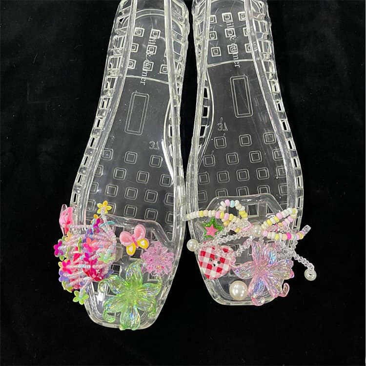 靴飾り サンダル用 ジェリー クリスタル ジェリー シューパーツ 透明素材 透明 ジ...