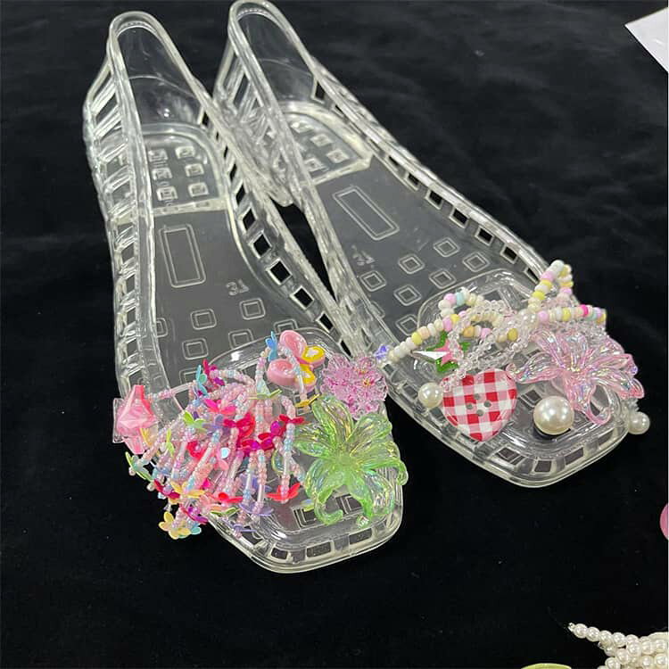 靴飾り サンダル用 ジェリー クリスタル ジェリー シューパーツ 透明素材 透明 ジ...