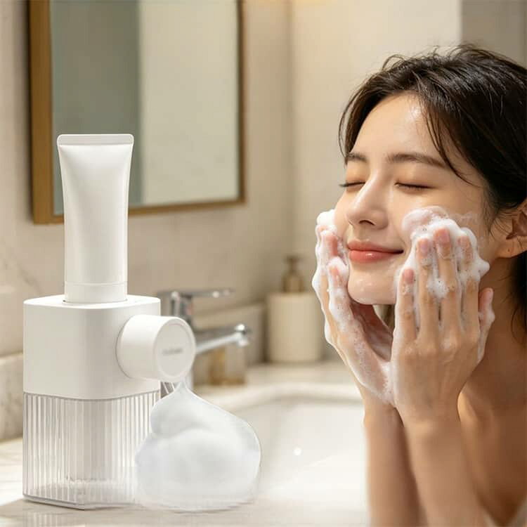 1800mAh大容量バッテリー 洗顔フォームディスペンサー 自動泡立て器 泡洗顔メーカ...