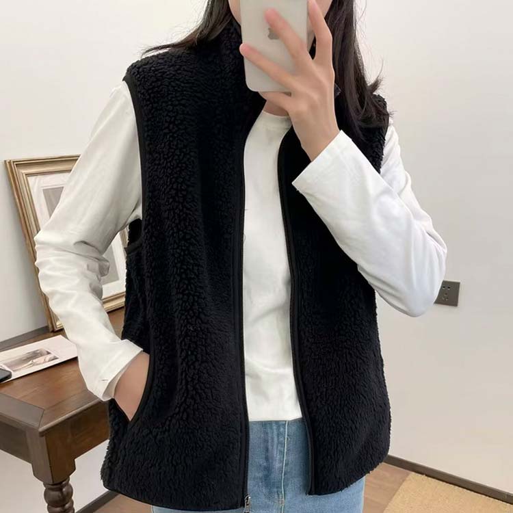 ボアベスト レディース 秋 冬 もこもこ ふわふわ ベスト ハイネック 無地 ノースリーブ ボア ジレ 羽織 トップス アウター レイヤード 着回し ポケット付 スタンドカラー 防寒 軽量 可愛い おしゃれ ゆったり 通勤 春服 秋服 送料無料 linkage-10007159 Linkage楽天市場店 サンプル画像2