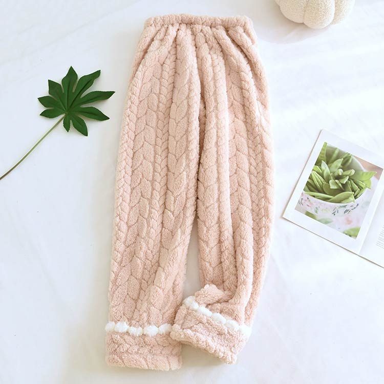 もこふわ 厚手 ルームウェア パンツ 裏起毛 あったか レディース パジャマ ロング...