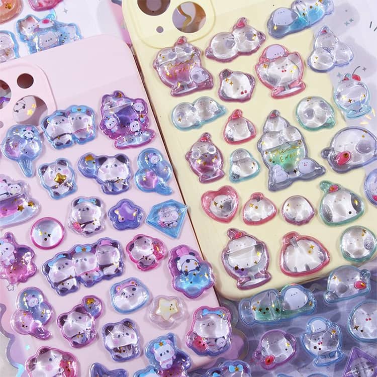 大流行 立体シール 2枚セット アルバム ぷくぷくシール 可愛い 大流行 3Dシール 手帳 ステッカーデコ 手作り キラキラ シール交換 ステッカー ぷっくりシール 女の子 ぷくぷく ご褒美シール 貼り付け 装飾用