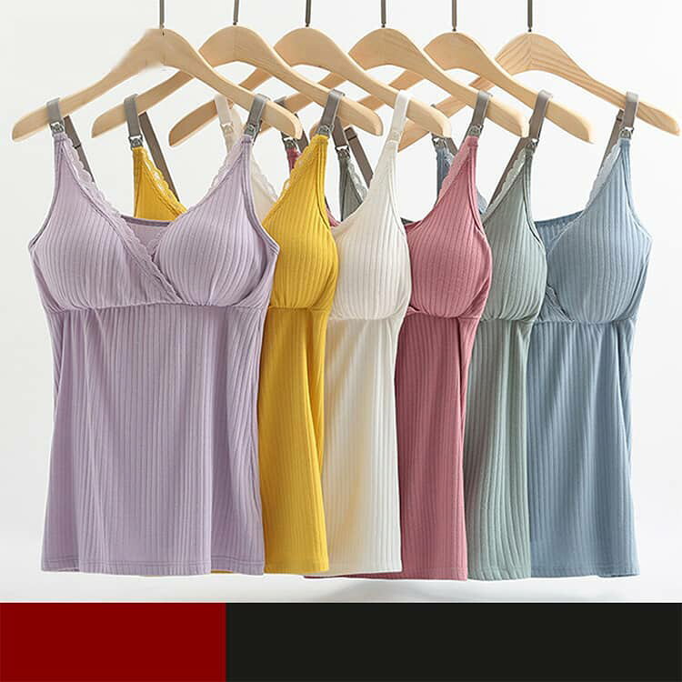 Linkage楽天市場店の授乳ブラトップ 妊婦 マタニティ 授乳 ブラトップ 授乳ブラ パッド付き 産後 ブラ 授乳 カップ付き キャミ 産前 インナー 下着 肌着 前開き フロントオープン ワンタッチ 授乳服 ブラキャミ オールシーズン 秋｜アングル2