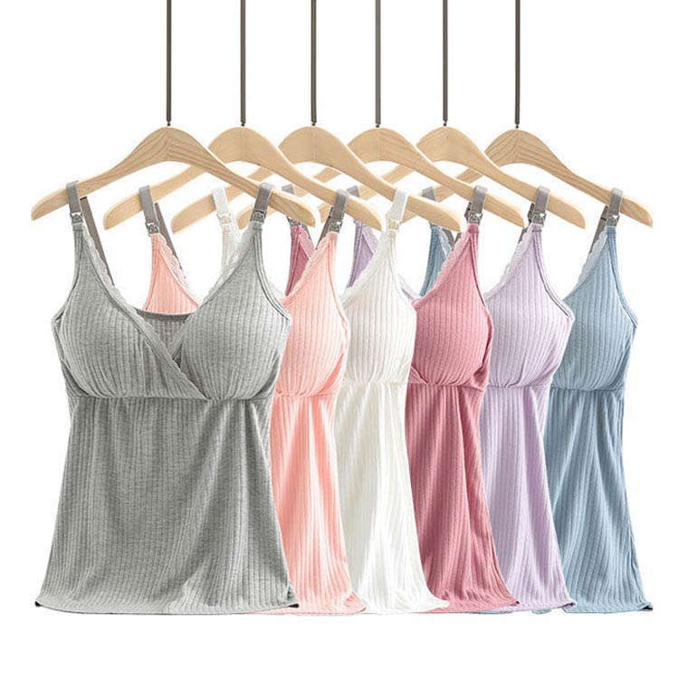 授乳キャミソール ブラタンクトップ 授乳ブラ 授乳用 カップ付き モーダル綿 キャ...