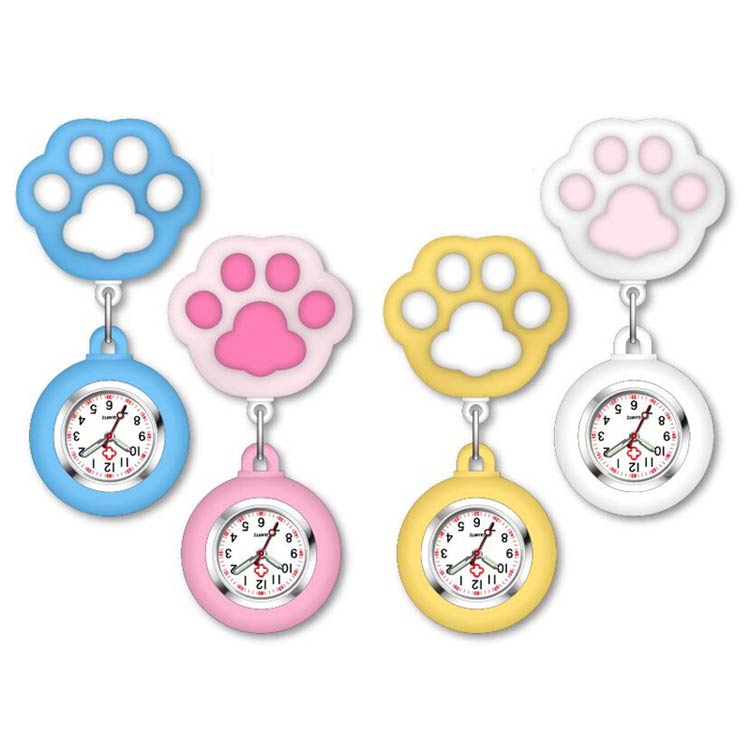 ナースウォッチ フック式 ナース用 逆さ文字盤　時計 看護婦時計 懐中時計 ポケットウォッチ 見やすい 逆 ウォッチ 学生用 看護婦時計 軽量 猫の爪 時計 ウォッチ ナース 医師 学生 医師 ピンク ブルー ホワイト イエロー 送料無料