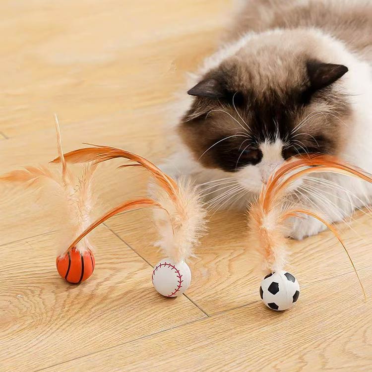 3個セット 猫おもちゃ 弾力ボール 羽根付き 羽根つきバウンドボール 弾力ボール 跳...