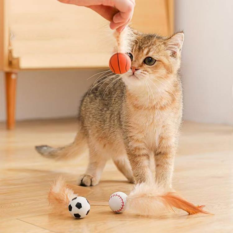 3個セット 猫おもちゃ 弾力ボール 羽根付き 羽根つきバウンドボール 弾力ボール 跳...