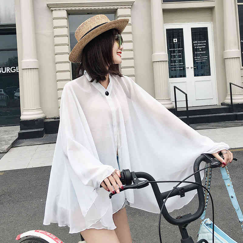 Rakuten - uvカットカーディガン レディース 春夏 薄手 カーディガン 白 ショット丈シャツ ガウン 紫外線カット シースルー 冷房対策 ビーチウェア 透ける フェミニン ゆったり ブラウス