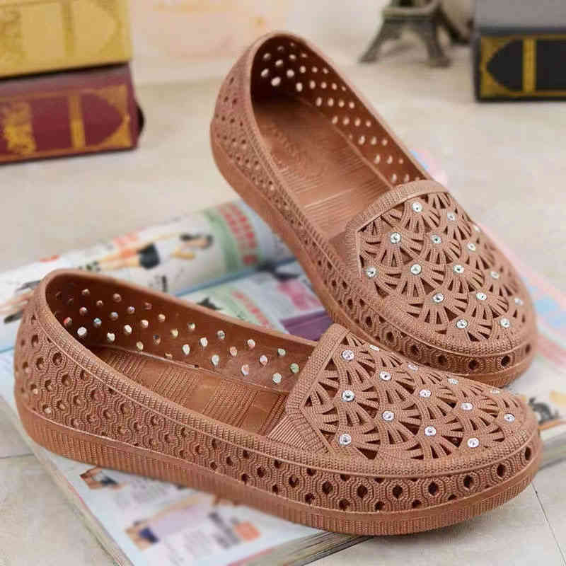 ソフトメッシュシューズ レディース ラバー サンダル 女性 婦人 ローヒール ぺたんこ 靴 くつ シューズ パンプス ローファー 女性 軽量..